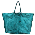 Bottega Veneta B00769319J Intrecciolusion Nylon Tote Bag Green XL