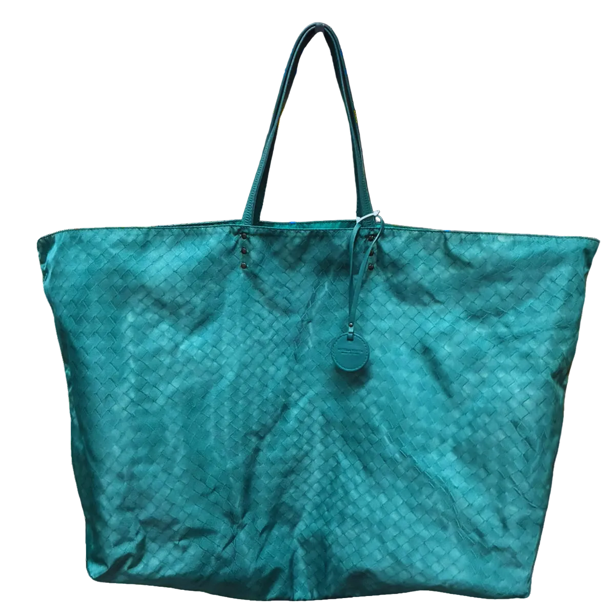 Bottega Veneta B00769319J Intrecciolusion Nylon Tote Bag Green XL