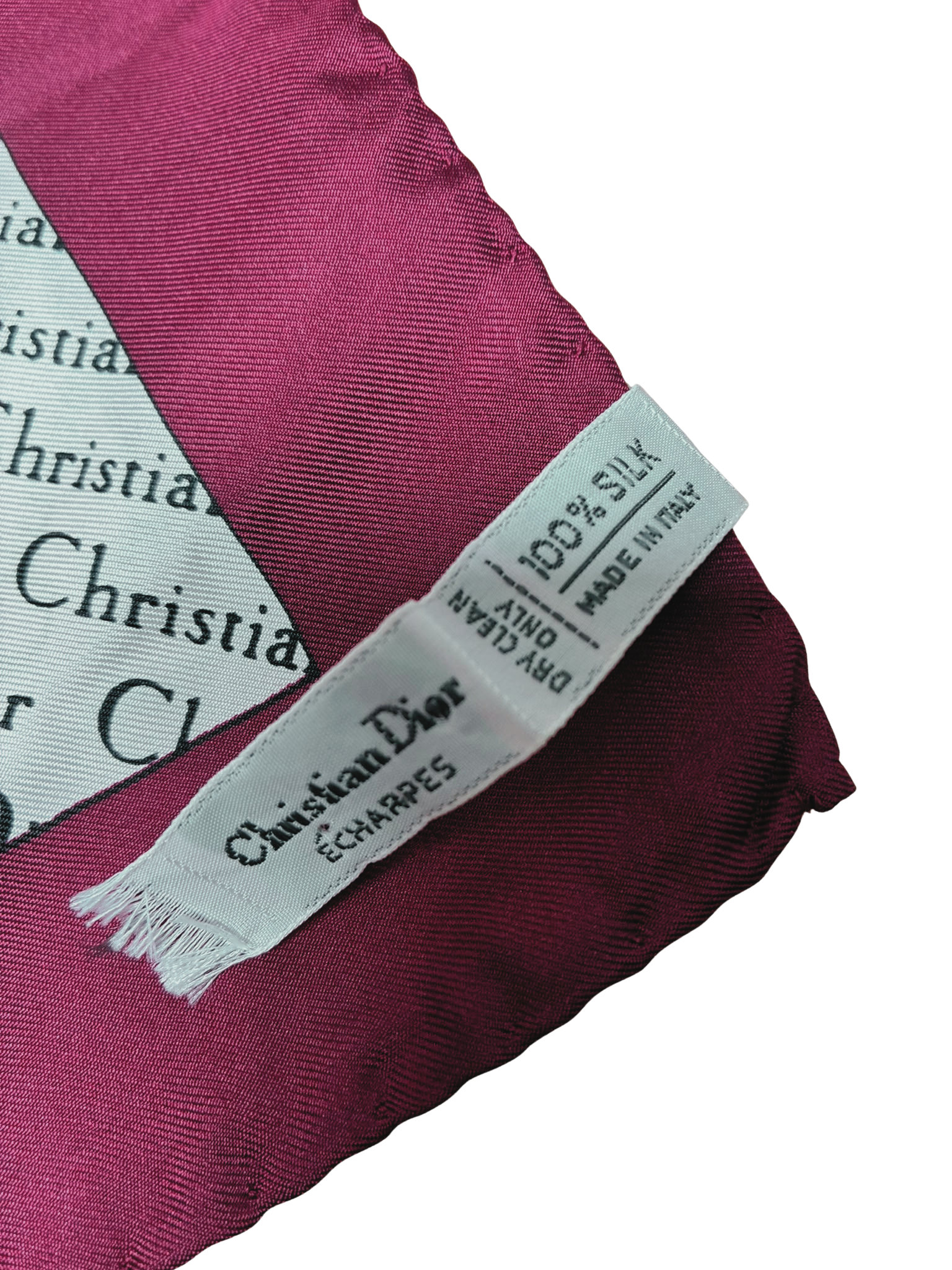 Christian Dior Vintage Silk Monogram Scarf Solid Burgundy Border All Over Repeating Oblique Logo Print 67CM X 67CM Secondary image