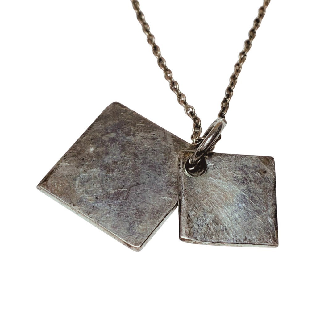 Tiffany And Co Sterling Silver Square Notes Pendant Necklace 5.7GM