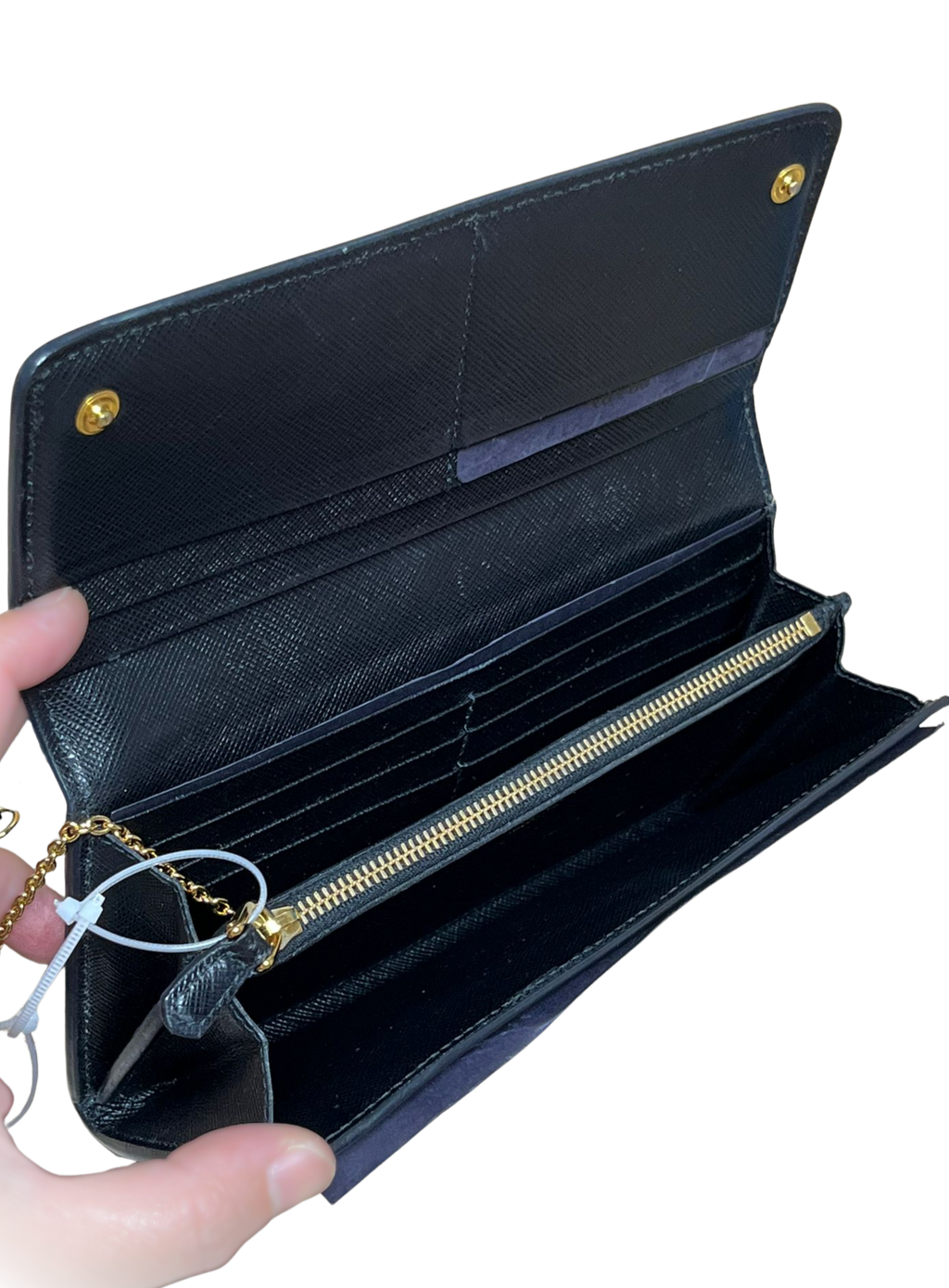 Prada Large Saffiano Leather Wallet Black