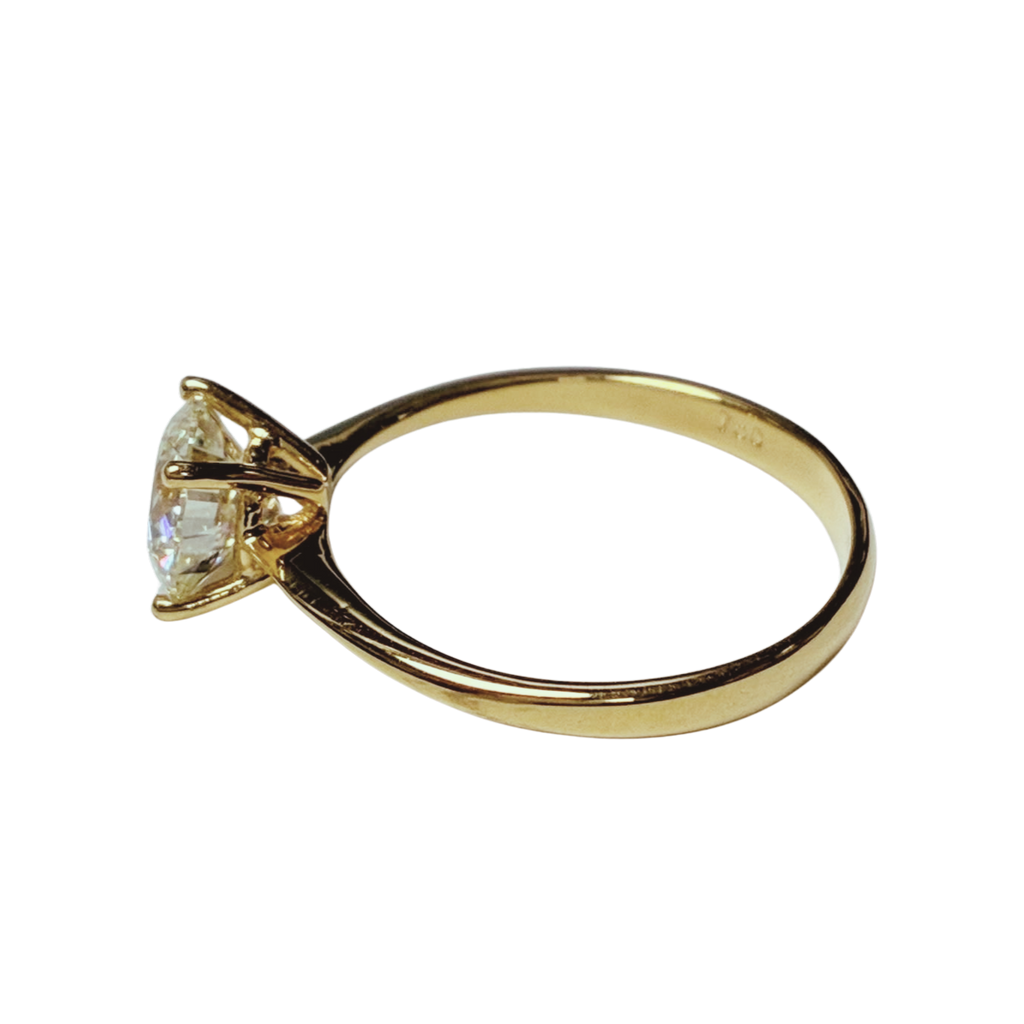 18KYG Round Brilliant Cut 1.20carat Diamond Solitaire Engagement Ring 1.95GM