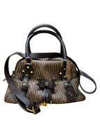 Aigner Signature Canvas And Leather Bow Satchel Tote Bag