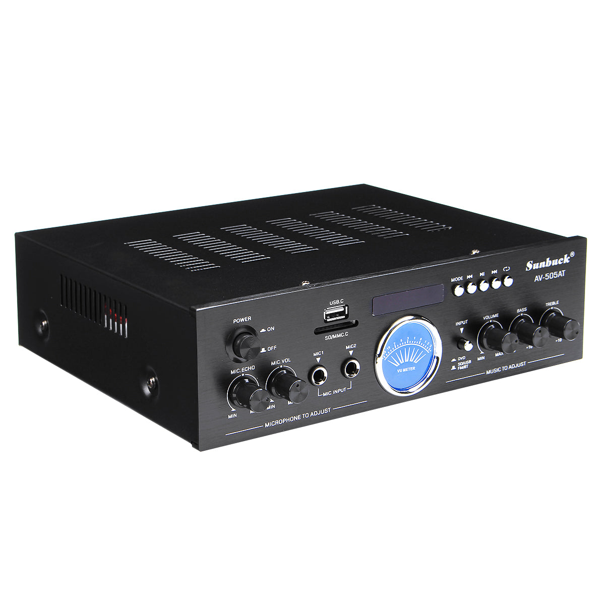 SUNBUCK AV-505AT 110-220V Bluetooth Home Power Amplifier Audio Stereo AMP Mixer USB FM