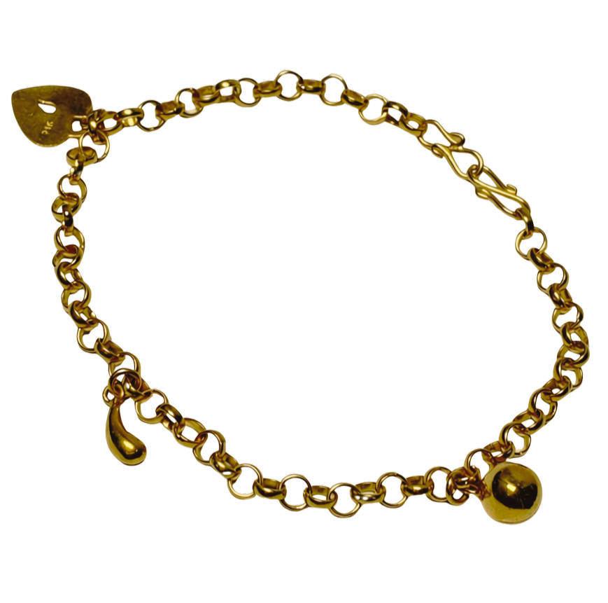 916YG Link Bracelet With Dangling Charms 5.8GM