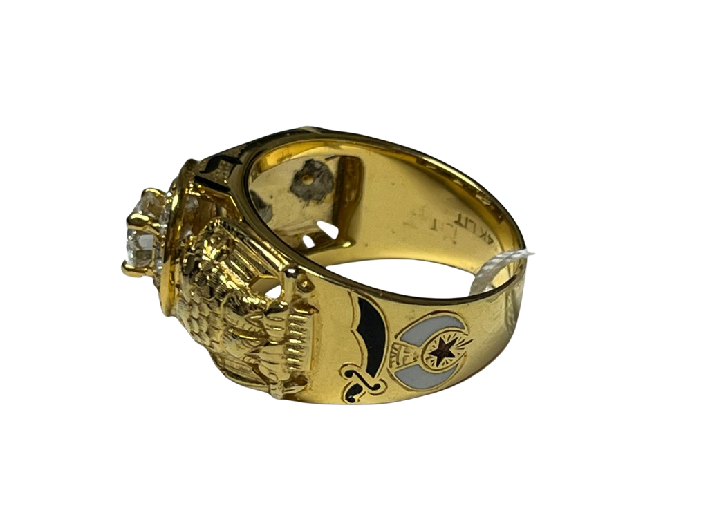 14KYG 32nd Degree Masonic Scottish Rite 0.72Ct Diamond Ring 10.6GM