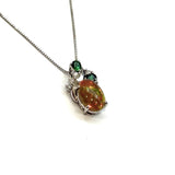 PT850/PT900 Natural Opal, Tsavorite & Diamond Necklace
