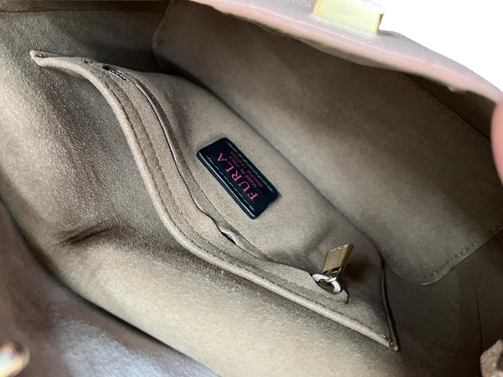 Furla Beige Leather Small My Piper Top Handle Bag
