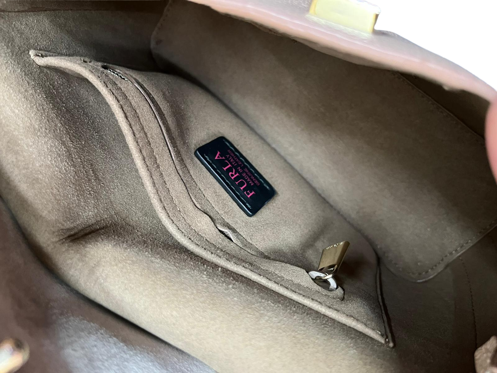 Furla Beige Leather Small My Piper Top Handle Bag
