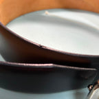 Tods Black Leather Belt SilverTone Double T Buckle 95cm