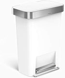 Simplehuman Rectangular Step Can with Liner Pocket, White, Large, CW1387