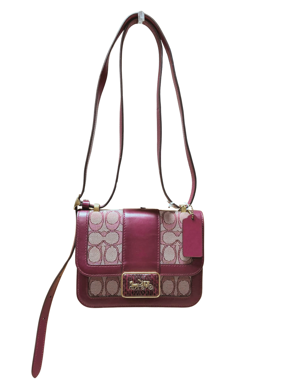 Coach Alie Shoulder Bag 18 In Signature Jacquard With Snakeskin Detail Brass Burgundy Blk Cherry