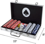 Poker Set with Cards, Buttons, Carrying Case, and 300 Poker Chips for Texas Hold'em and Blackjack Games