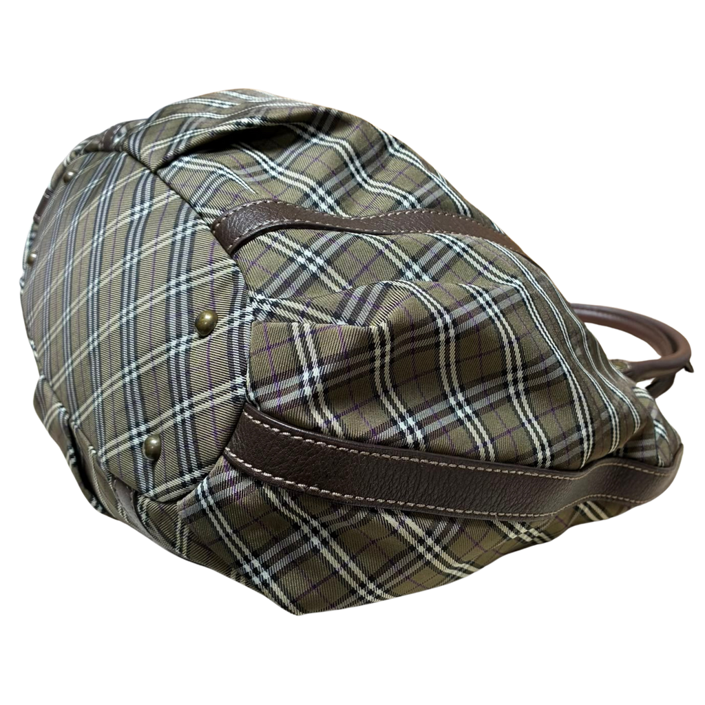 Burberry Blue Label Tote Bag  Khaki Plaid Canvas