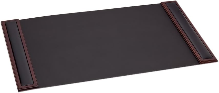 Dacasso Wood & Leather Pad With Side Rails Luxury Leather Desk Blotter 34inx20in Walnut Black Main image