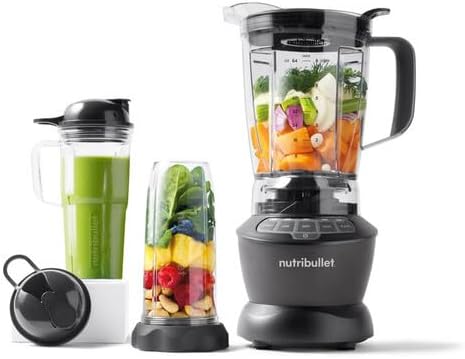 NutriBullet NBF500DG - Blender Combo, 1,200W, Easy-Twist Stainless Steel Blade, includes: 1x 1.8L Blender Pitcher, 1x 900ml BPA-free Tritan Cup and 1x 700ml BPA-free Tritan Cup, Dark Grey colour Main image