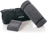 Tempur-Pedic Set-Includes Travel Size TEMPUR-Neck Pillow, Mattress Overlay, and Carry Bag, Gray