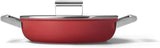 Smeg CKFD2811RDM NonStick Deep Pan With Lid 28cm Red