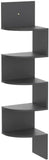 Greenco 5 Tier Wall Mount Corner Shelves Espresso Finish