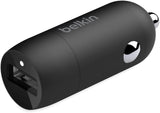 Belkin 20 Watt USB C Car Charger with Fast Charging for Apple iPhone 14, 13, iPad Pro, Samsung Galaxy S22 Ultra & More (Cable Not Included) - Black