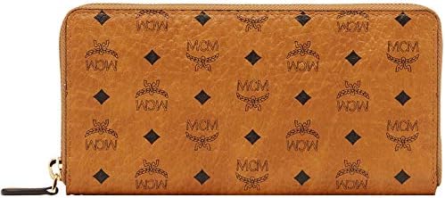 MCM Visetos Large Zip Around Wallet Cognac Colorway