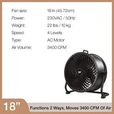 Caterpillar HVD-18AC High Velocity Drum Air Circulator Fan, 18", Black