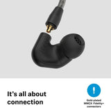 Sennheiser IE 200 In-Ear Audiophile Headphones, German Design, 7mm Wide Band Driver, Detachable MMCX Cable, Flexible Ear Hooks, Balanced Tuning, Rich Bass, Perfect for Gaming