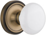 Nostalgic Warehouse Classic Rosette White Porcelain Round Door Knob