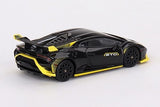 TrueScale Miniatures MINI GT 1/64 Lamborghini Huracan STO Nero Noctis Right Handle, Finished