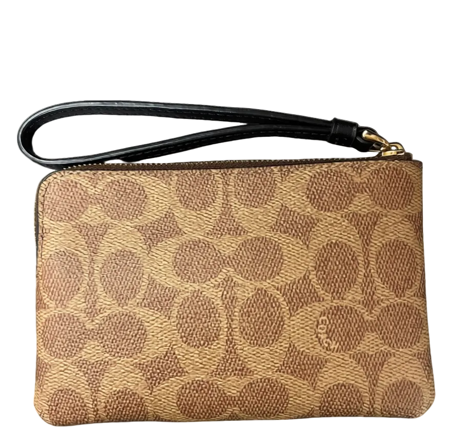 COACH Corner Zip Wristlet Signature CW854 Ladies Brown Black Casual Wallet Secondary image