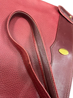 CARTIER Must Line Shoulder Bag Leather Bordeaux Gold Auth BA3142 Golden Dark red