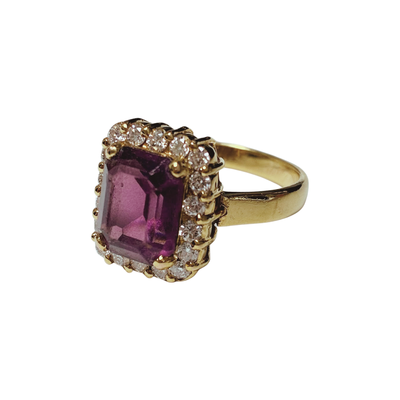 YG Amethyst Cocktail Ring With Diamond Halo 4.8GM Secondary image