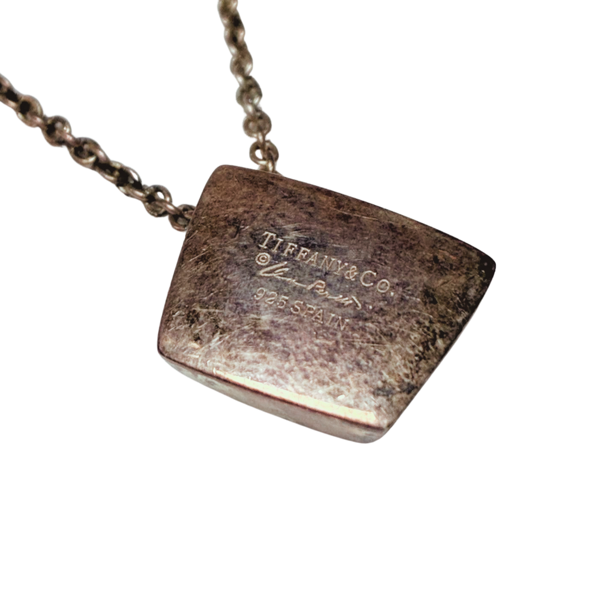 Tiffany And Co Elsa Peretti Trapezoidal Pendant Necklace Sterling Silver 6.9GM