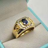 850YG Blue Sapphire Diamond Ring