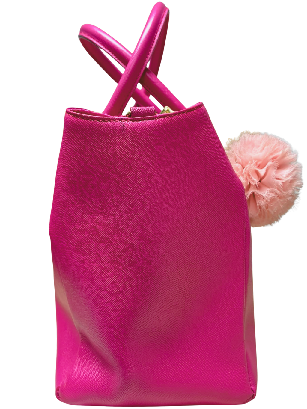 Samantha Thavasa Lady Azel Saffiano Leather Handbag Magenta Pink