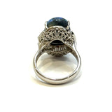 PT900 Double Cabochon Natural Opal & Diamond Ring