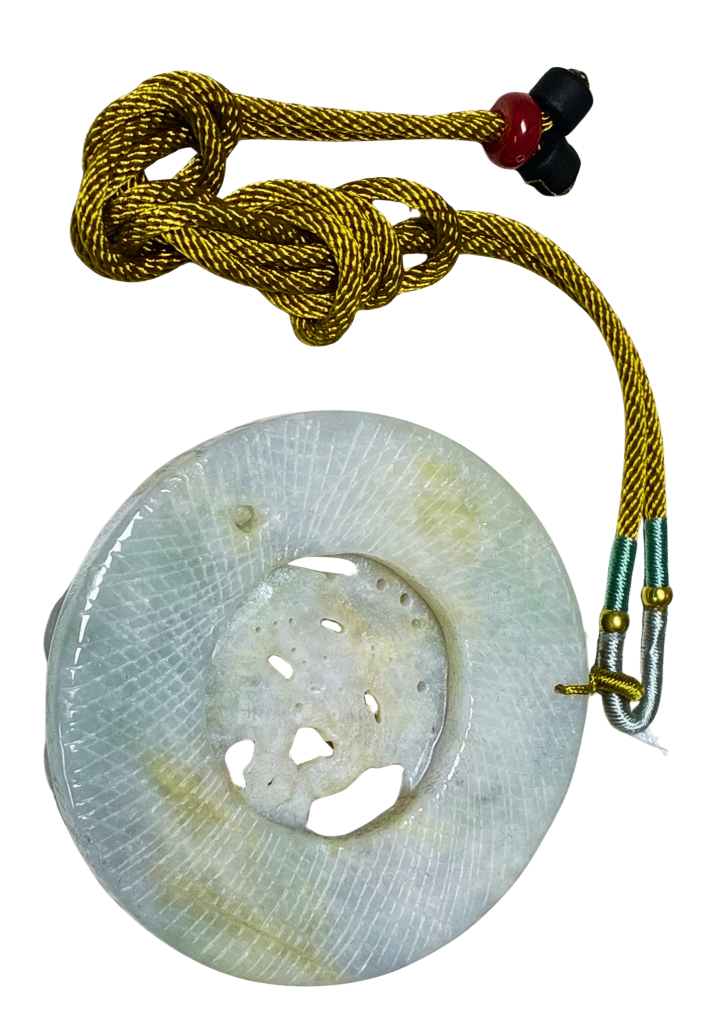 Green Yellow Jadeite Pendant With Cord Necklace Secondary image