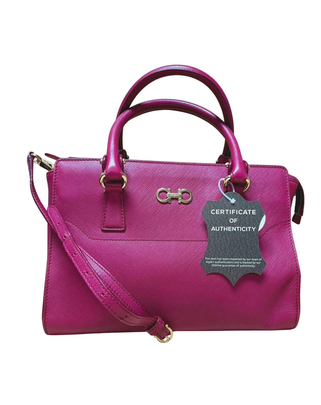 Salvatore Ferragamo Beky Tote Bag Fuchsia Saffiano Leather