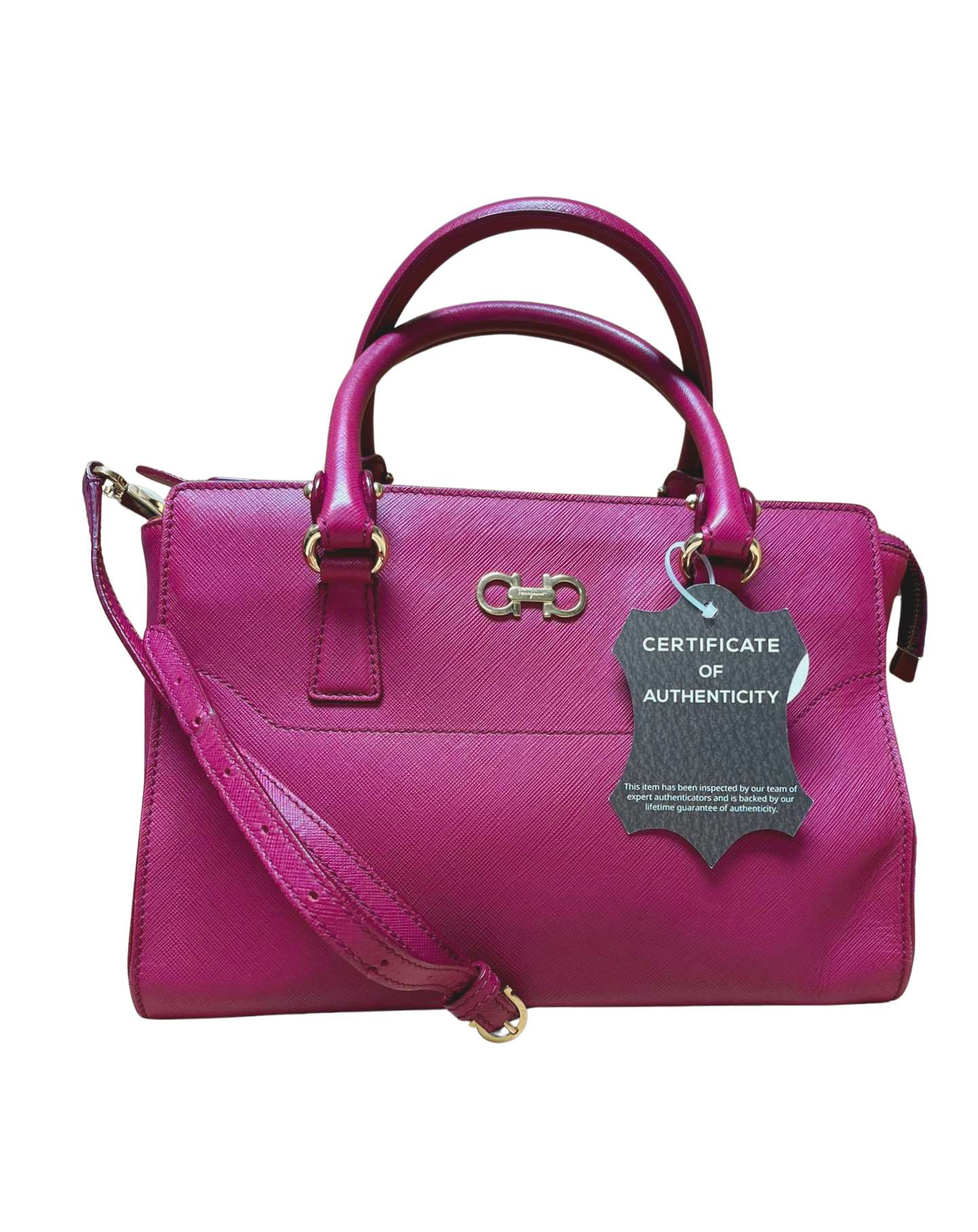 Salvatore Ferragamo Beky Tote Bag Fuchsia Saffiano Leather