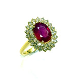 18KYG Ruby (Lead Fill) Diamond Ring