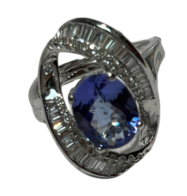 750WG TAZ1 D26 TD39 5.0G Tanzanite Diamond Ring
