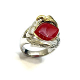 PT900/18KYG Red Coral Ring With Cert