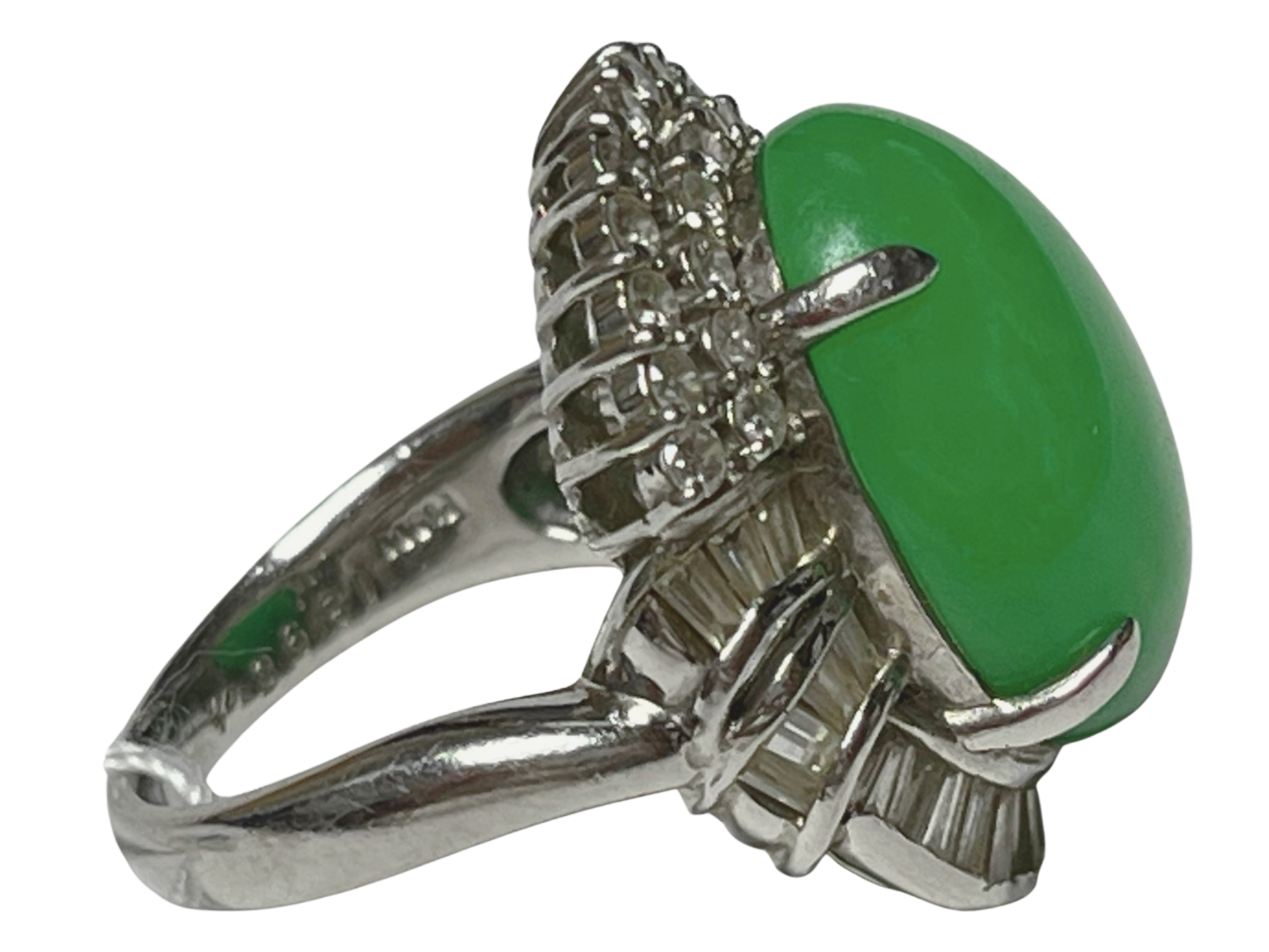 PT900 Jade With Diamonds Ring 15.15G Size 11 Secondary image