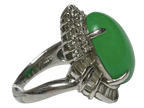 PT900 Jade With Diamonds Ring 15.15G Size 11