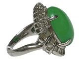 PT900 Jade With Diamonds Ring 15.15G Size 11