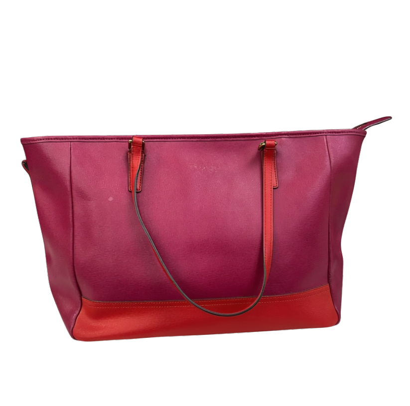 Coach Saffiano Leather Medium East West Tote Bag Cranberry