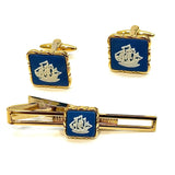 Wedgwood, Jasper Ship Cufflink & Tie Pin Set