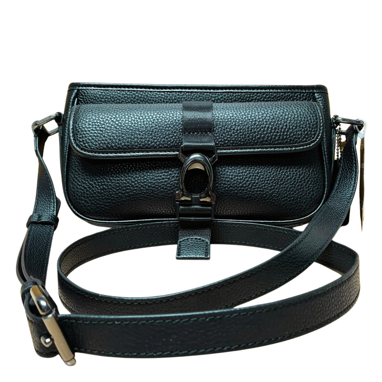 Coach Beck Slim File Bag Crossbody Black Pebble Leather Main image
