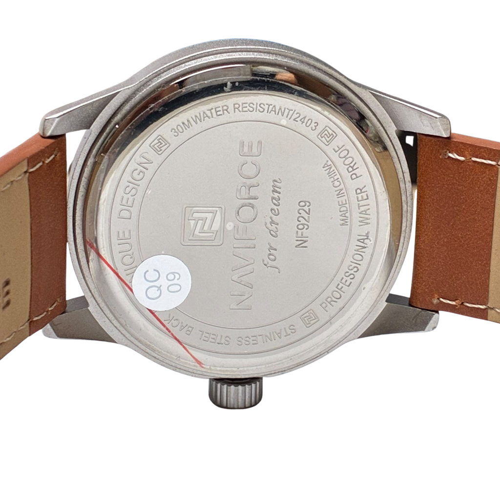 Naviforce NF9229 Sport Watch Men Leather Band Waterproof Quartz Analog Wristwatch