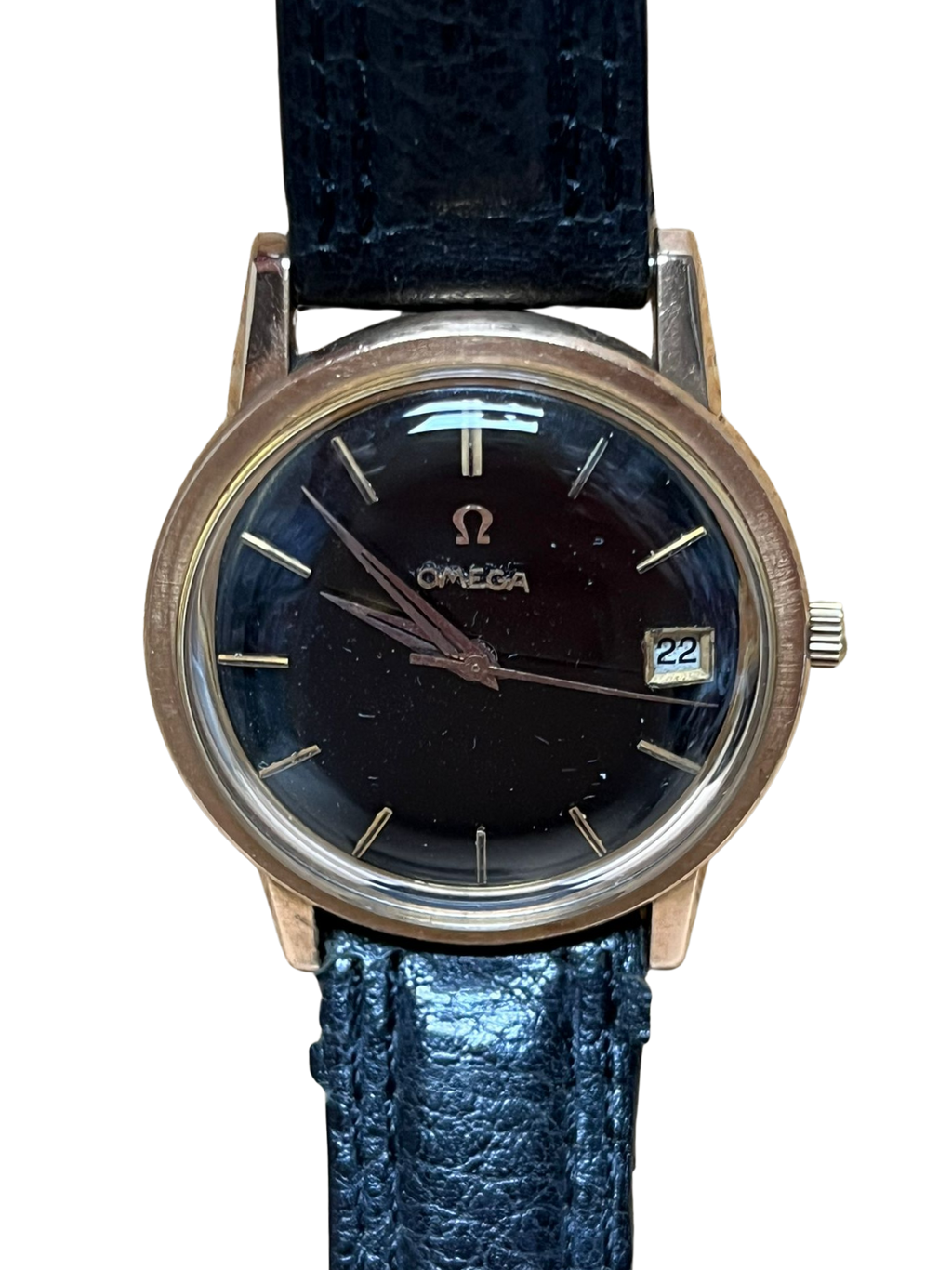 Omega Constellation Date Wind Black face Yellow Gold Casing Wrist Watch